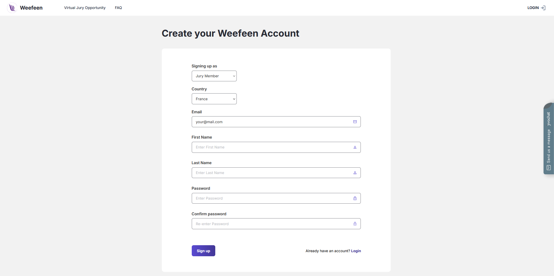 Sign-up form